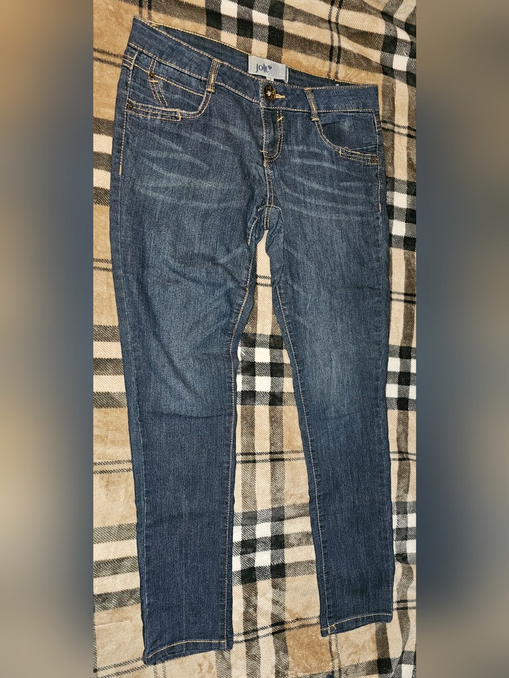 Jolt Dark Blue Skinny Jeans - Faded Stretch Denim Junior 9